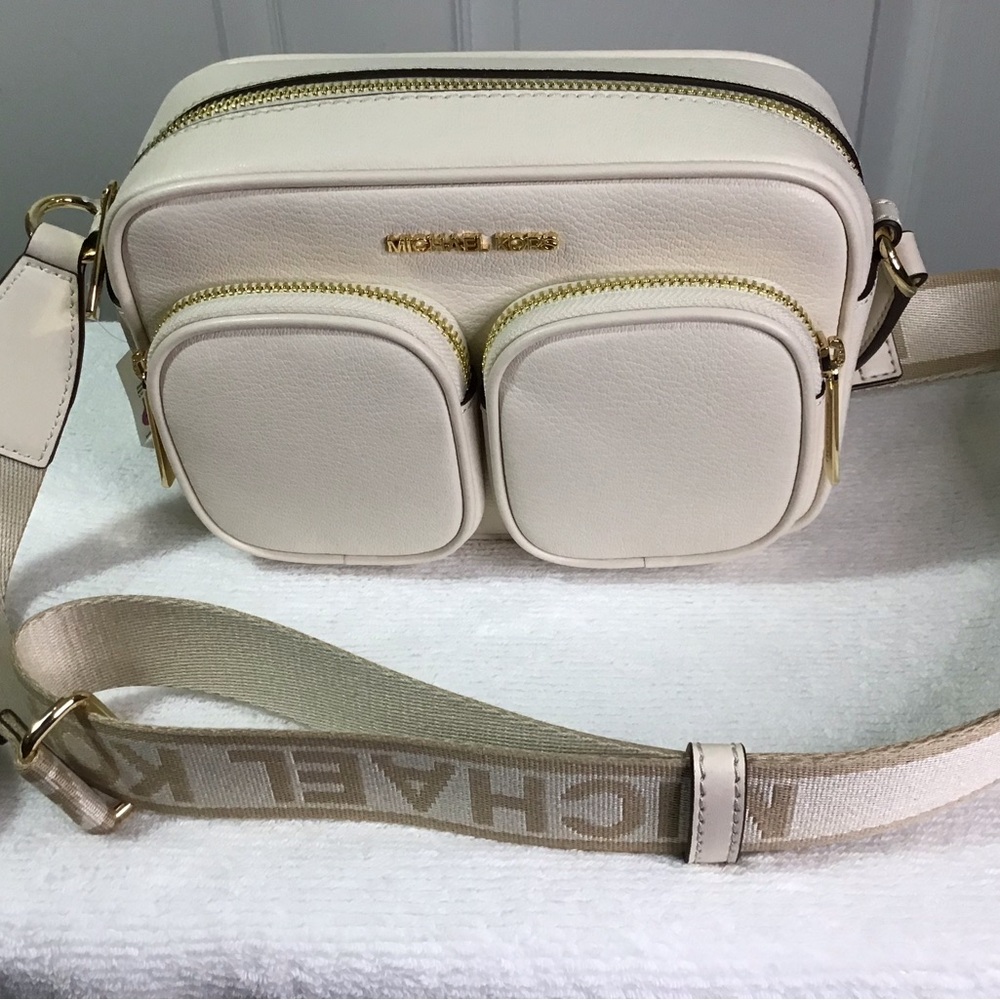 Michael Kors Cream Crossbody Bag with Gold Accents